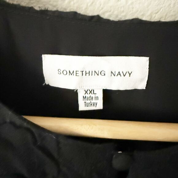 SOMETHING NAVY | Black Textured Organza Shift Dress Bubble Sleeve Bow | Size XXL - Picture 5 of 8